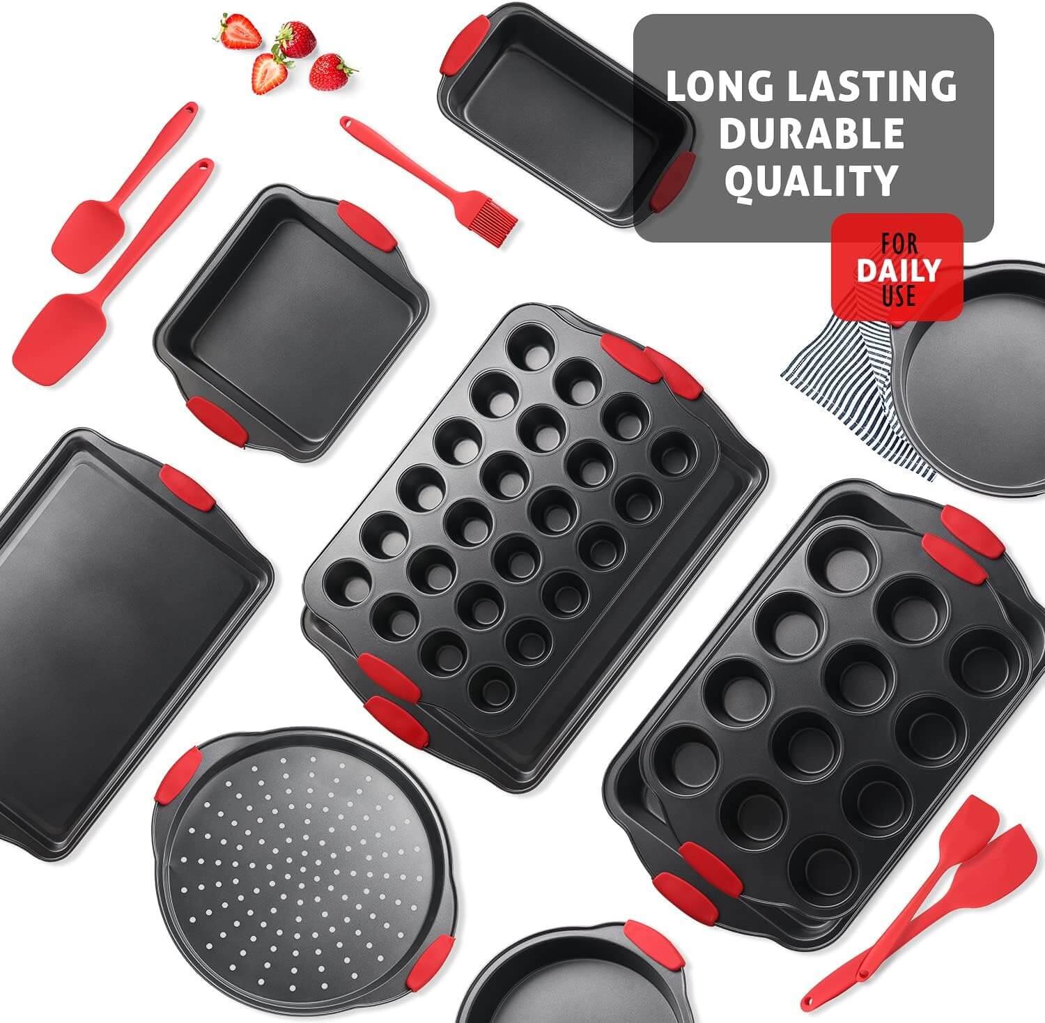 baking pan set 39 piece premium baking set nonstick bakeware sets bpa free cookie sheets for baking nonstick set steel b 3