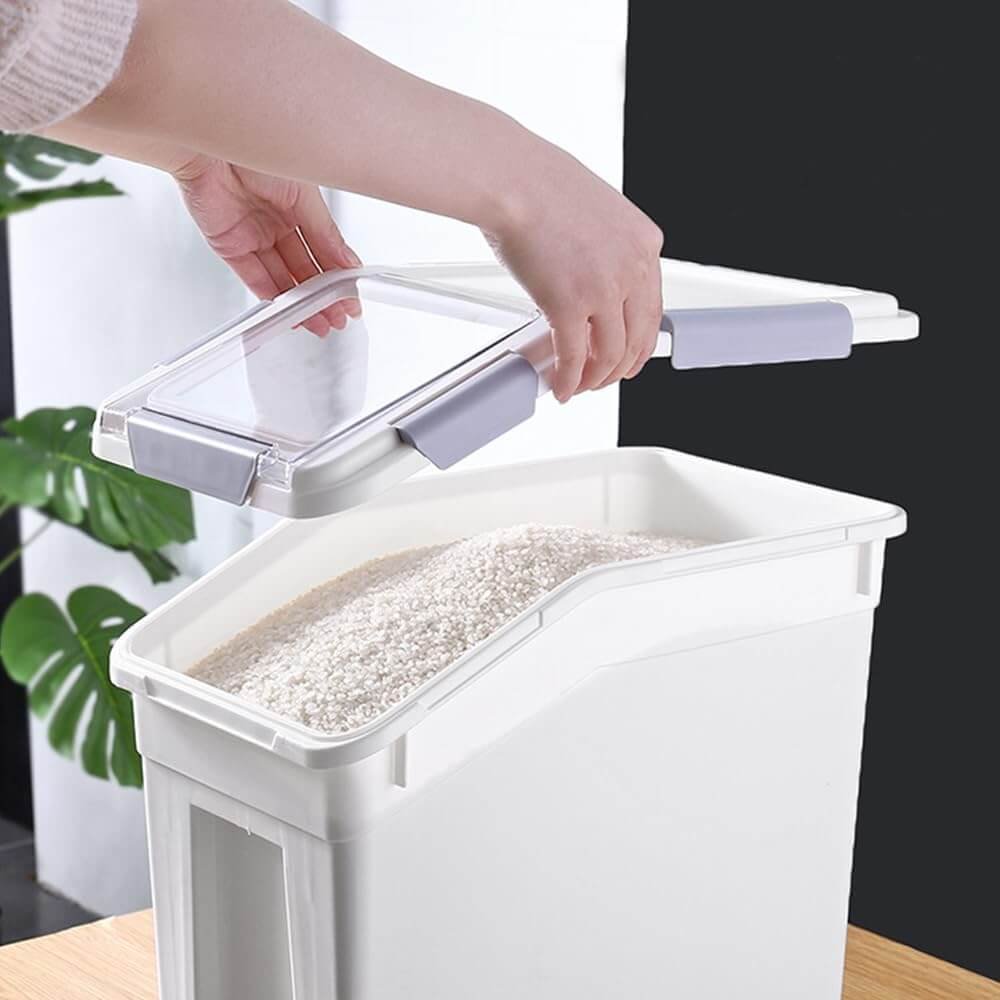 20lbs 2 pack food storage container with scoop airtight rice storage bins flour containers pet food dispenser with handl 2